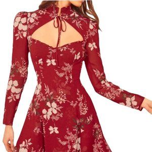 Reformation Red Vivianne Floral Mini Cocktail Dress
